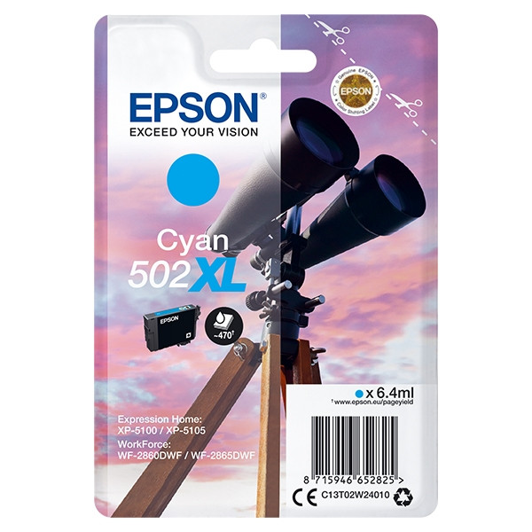 Epson 502XL (T02W2) cyan bläckpatron hög kapacitet (original) C13T02W24010 C13T02W24020 024110 - 1