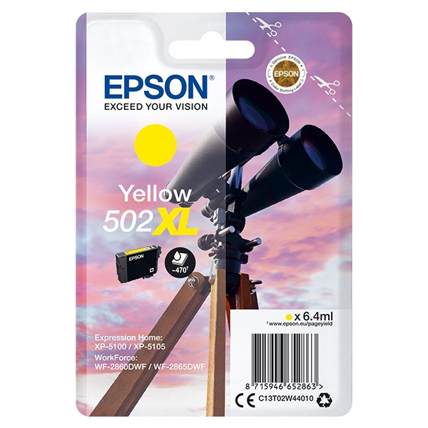 Epson 502XL (T02W4) gul bläckpatron hög kapacitet (original) C13T02W44010 C13T02W44020 024114 - 1