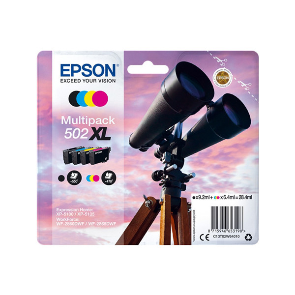 Epson 502XL (T02W6) BK/C/M/Y bläckpatron 4-pack (original) C13T02W64010 C13T02W64020 652001 - 1