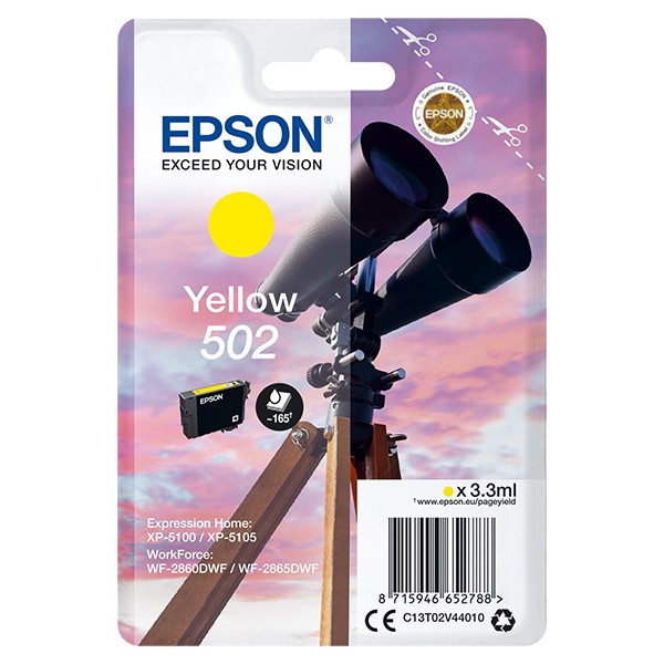 Epson 502 (T02V4) gul bläckpatron (original) C13T02V44010 C13T02V44020 024106 - 1