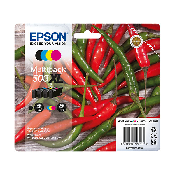 Epson 503XL (T09R6) BK/C/M/Y bläckpatron 4-pack (original) C13T09R64010 652058 - 1