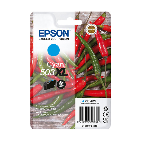 Epson 503XL cyan bläckpatron hög kapacitet (original) C13T09R24010 652052 - 1