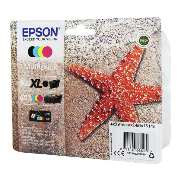 Epson 603XL BK + 603 C/M/Y bläckpatron 4-pack (original) C13T03A94010 C13T03A94020 020687 - 1