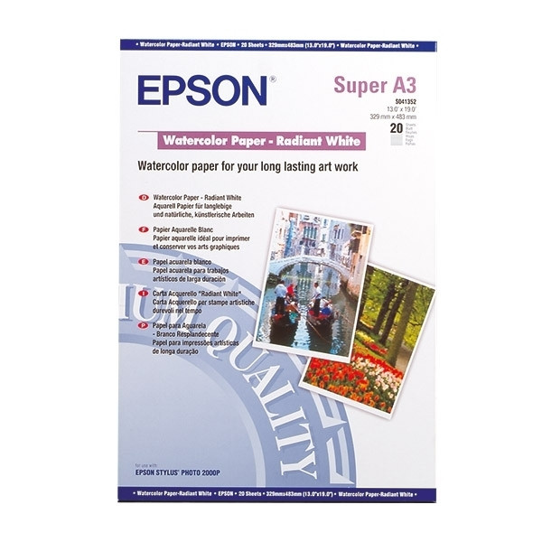 Epson A3+ 190g Epson S041352 Watercolor Paper | Radiant White |  20 ark C13S041352 153051 - 1