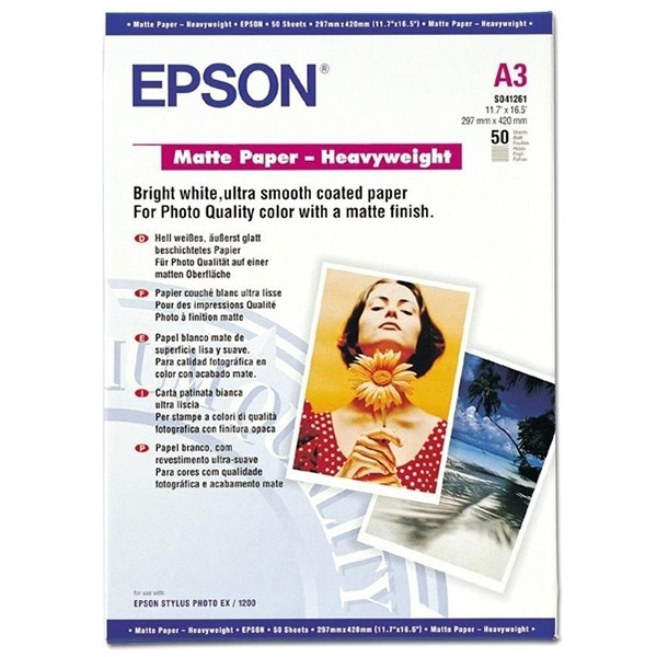 Epson A3 167g Epson S041261 fotopapper | Matte Heavyweight | 50 ark C13S041261 064699 - 1