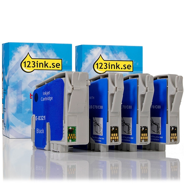 Epson T0321/22/23/24 BK/C/M/Y bläckpatron 4-pack (varumärket 123ink)  110450 - 1