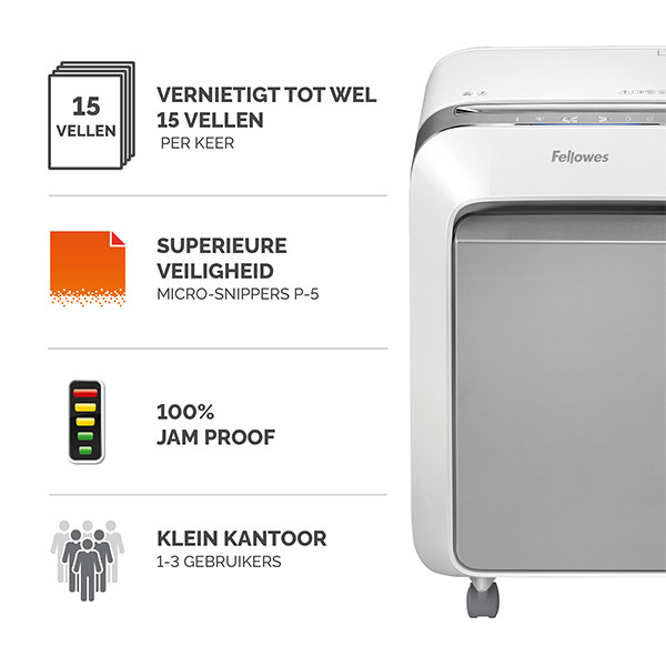 Fellowes Dokumentförstörare P5 | Fellowes Powershred LX211 vit [14Kg] 5050301 213361 - 3