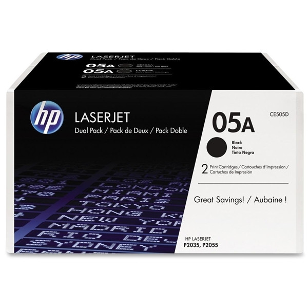 HP 05A svart toner 2-pack (original) CE505D 054770 - 1