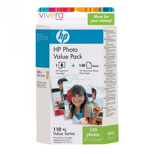 HP 110 bläckpatron + fotopapper Value Pack (original) Q8898AE 031741 - 1