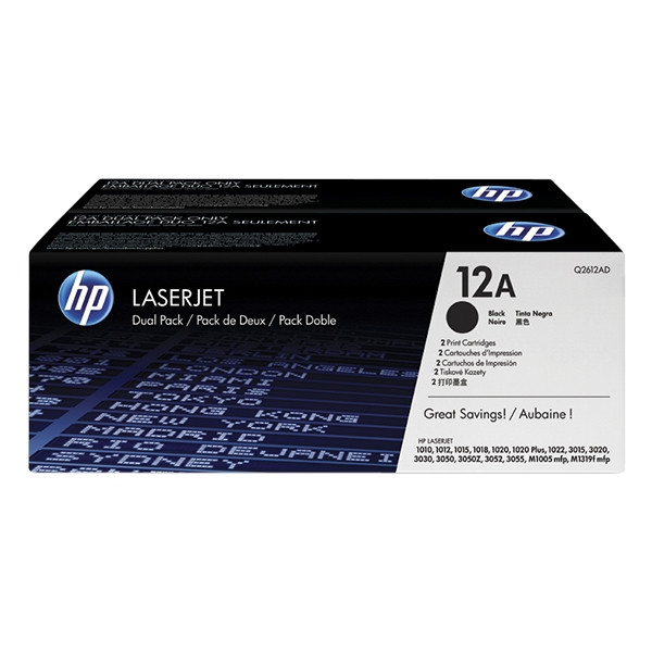 HP 12AD (Q2612AD) svart toner 2-pack (original) Q2612AD 054080 - 1