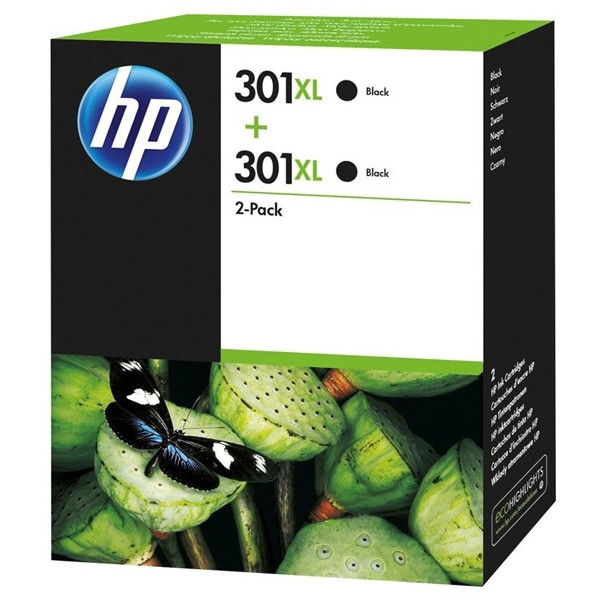 HP 301XL (D8J45AE) svart bläckpatron hög kapacitet 2-pack (original) D8J45AE 044336 - 1