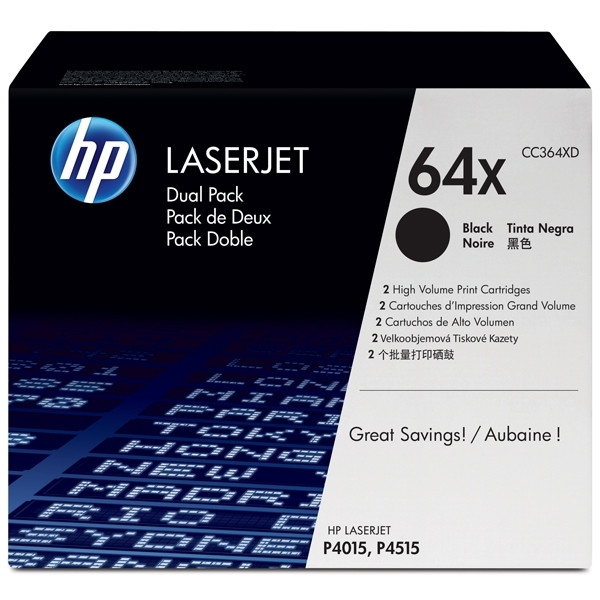 HP 64XD (CC364XD) svart toner hög kapacitet 2-pack (original) CC364XD 039910 - 1