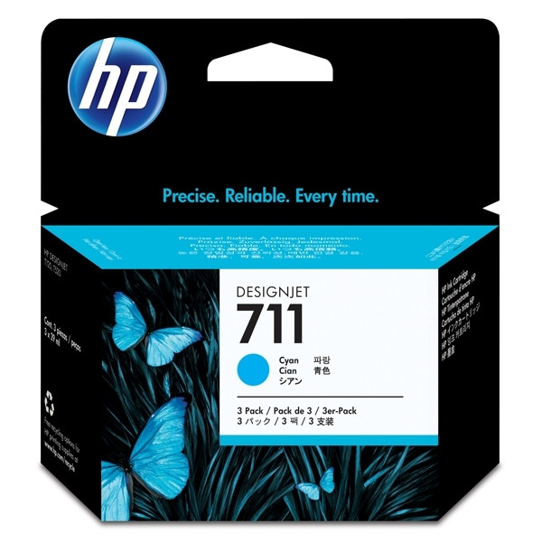 HP 711 (CZ134A) cyan bläckpatron 3-pack (original) CZ134A 044204 - 1