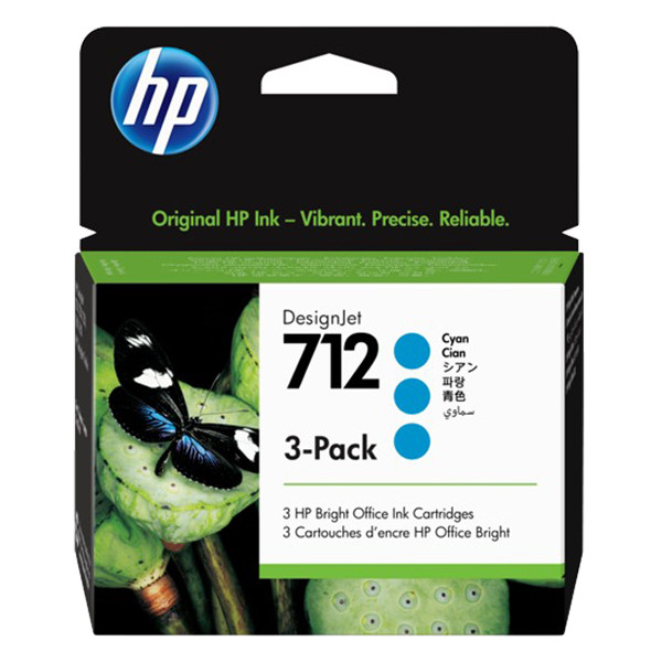 HP 712 (3ED77A) cyan bläckpatron 3-pack (original) 3ED77A 653020 - 1