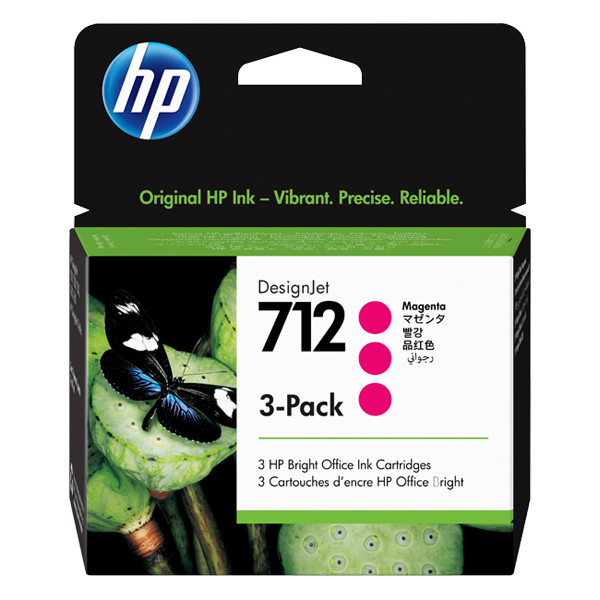 HP 712 (3ED78A) magenta bläckpatron 3-pack (original) 3ED78A 653021 - 1