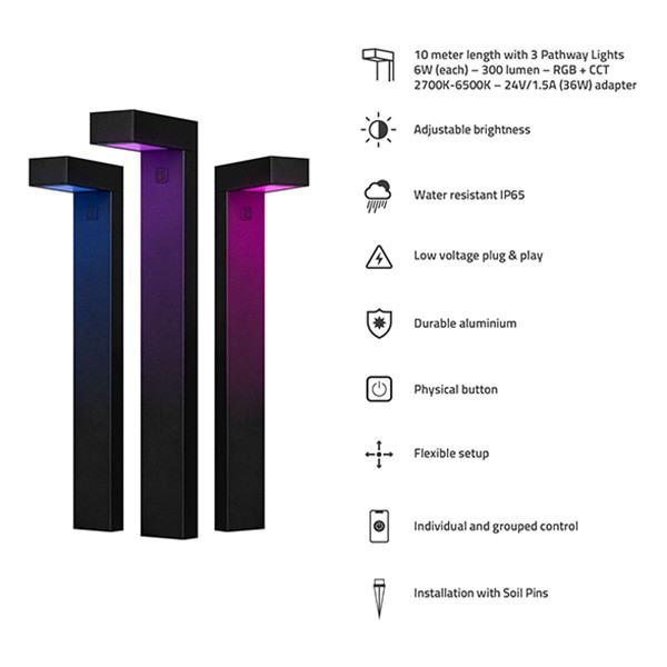 Hombli Outdoor Smart Pathway Light Starter Kit | svart | 3st HB090 LHO00058 - 3