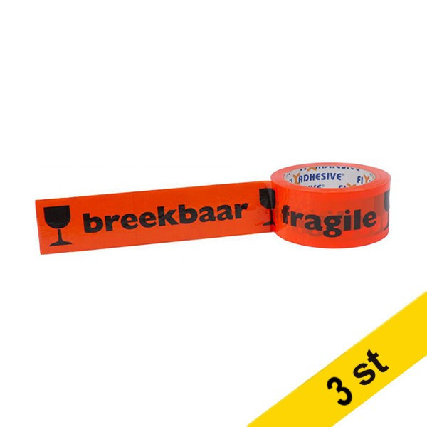 Kortpack Varningstejp "Fragile" 50mm x 66m | 3st 200.130 206247 - 1