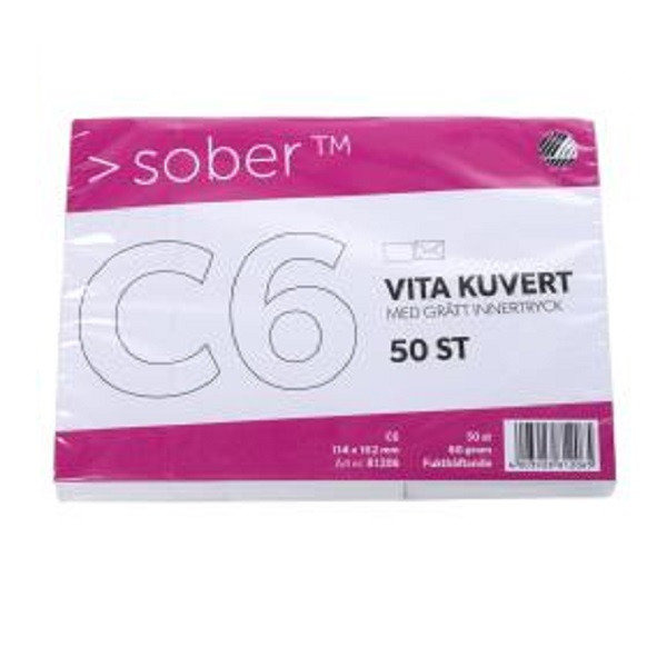 Kuvert C6 vit | toppöppning | Mayer | fukthäftade | 50st $$ 83305000 238387 - 1