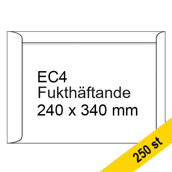 Kuvert EC4 vit | sidoöppning | 123ink | fukthäftande | 250st 123-303070 300949 - 1