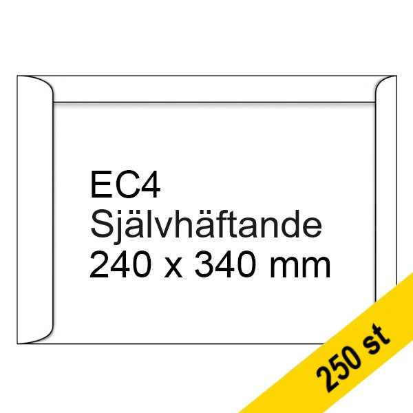 Kuvert EC4 vit | sidoöppning | 123ink | självhäftande | 250st 123-303570 300950 - 1