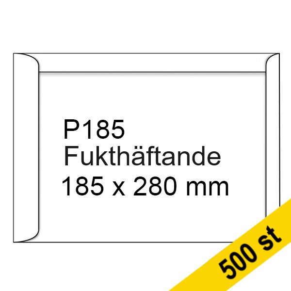 Kuvert P185 vit | sidoöppning | 123ink | fukthäftade | 500st 123-303700 300936 - 1