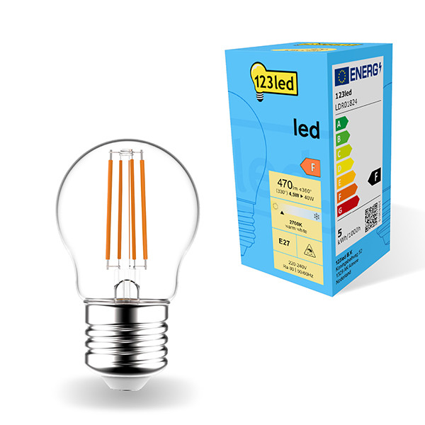 LED lampa E27 | G45 | klar | 4.5W [123ink]  LDR01824 - 1