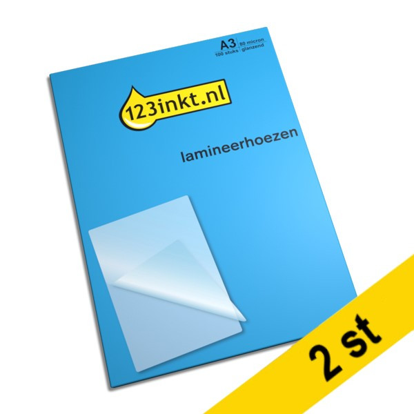 Lamineringsfickor A3 blank | 123ink | 2x 80 mikron | 200st  301602 - 1