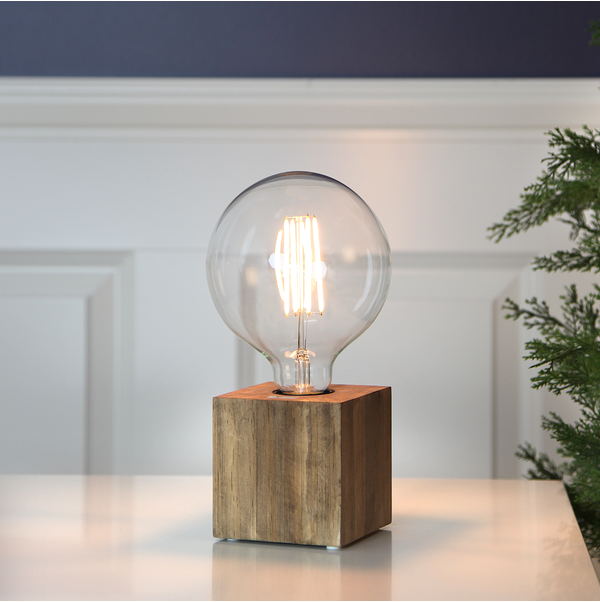 Lampfot Kub E27 | 9cm | brun [Star Trading] 296-31 361977 - 2