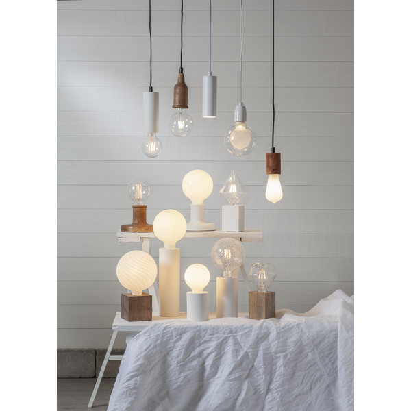 Lampfot Kub E27 | 9cm | brun [Star Trading] 296-31 361977 - 4