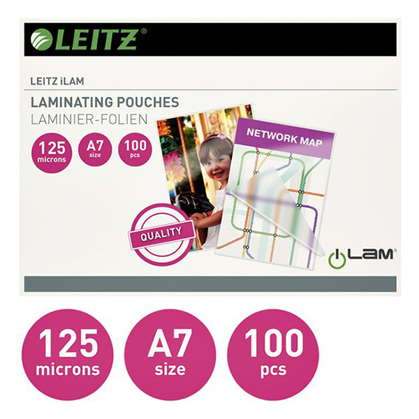 Leitz Lamineringsfickor A7 blank | Leitz iLAM | 2x 125 mikron | 100st 33805 211114 - 2