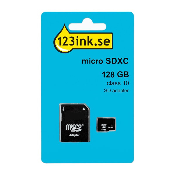 Micro SDXC minneskort + adapter 128GB | klass 10 | 123ink $$ FM12MP45B/10C MR945 300693 - 1