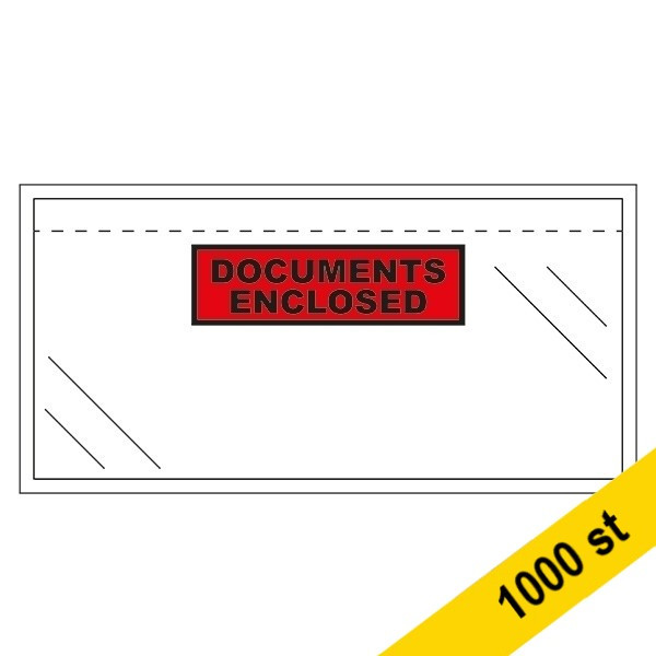 Packsedelskuvert DL | 123ink | förtryckta "Documents enclosed" | 1.000st 310302C 300773 - 1