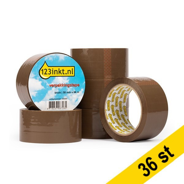 Packtejp 50mm x 66m | 123ink | brun | 36st  301383 - 1