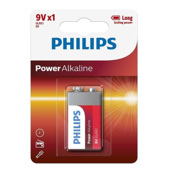 Philips Power Alkaline 6LR61 E-block 9V batteri 6LR61P1B/10 098306 - 1