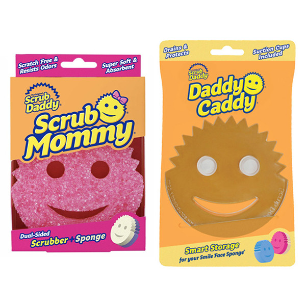 Scrub Daddy Scrub Mommy + Daddy Caddy Hållare för Scrub Daddy svampar | rosa  SSC01068 - 1