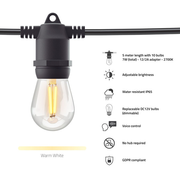 Smart Outdoor Ljusslinga | 5m | varmvit [Hombli] HB076 LHO00044 - 3