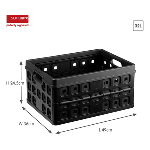 Sunware Hopfällbar låda 49x36x24,5cm | 32L | svart 57000612 216546 - 2
