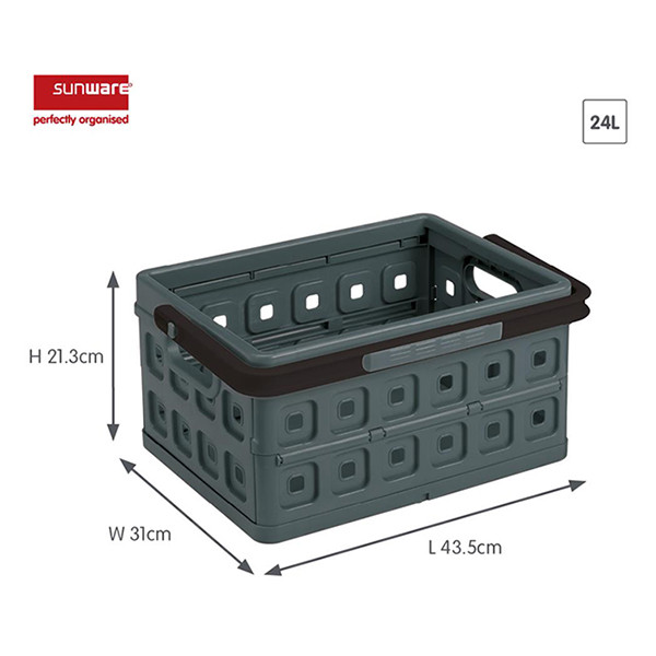 Sunware Hopfällbar låda med handtag 36x31x21,3cm | 24L | antracit/svart 57500636 216558 - 2