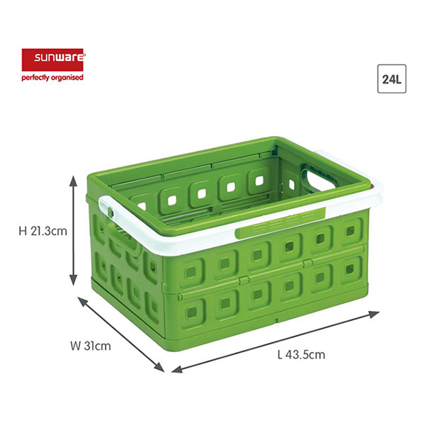Sunware Hopfällbar låda med handtag 36x31x21,3cm | 24L | grön/vit 57500606 216556 - 2