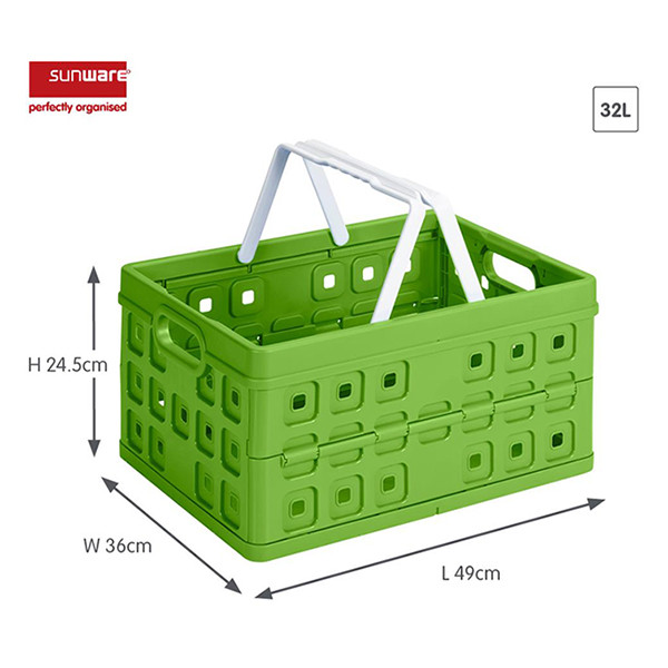 Sunware Hopfällbar låda med handtag 49x36x24,5cm | 32L | grön/vit 57100661 216550 - 2