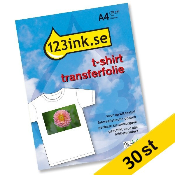 T-shirt transferfolie A4 | white textiles | 123ink | 30 ark C6050AC 060810 - 1