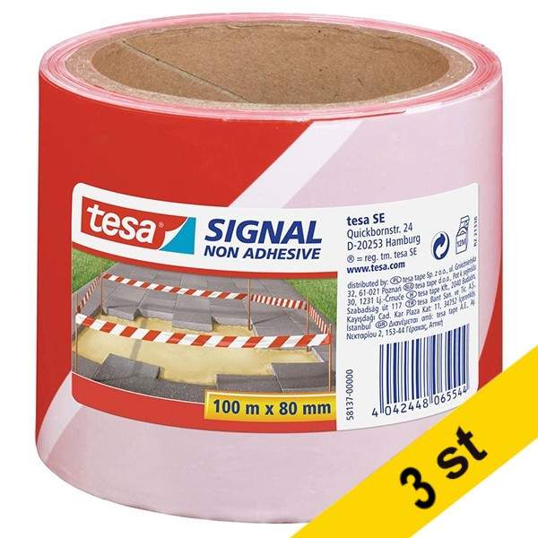 Tesa Avspärrningsband 80mm x 100m | Tesa 58137-00000 | röd/vit 3st  202385 - 1