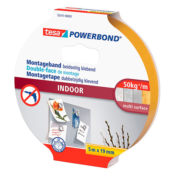 Tesa Dubbelhäftande tejp | 19mm x 5m | Tesa Powerbond Indoor Extra Strong | vit 55741-00001-03 203355 - 3