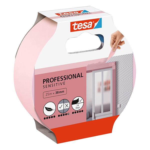 Tesa Maskeringstejp 38mm x 25m | Tesa Professional Sensitive | rosa 56261-00000-04 203378 - 1