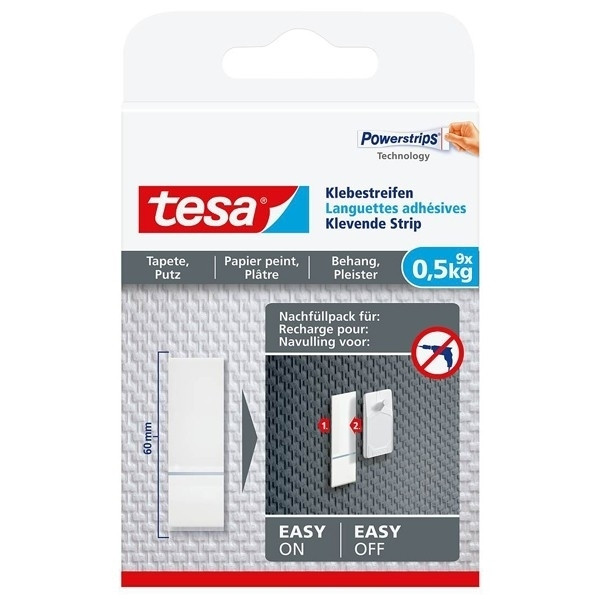 Tesa Powerstrips påfyllnadsremsor för känsliga ytor | Tesa | 0,5kg | 9st 77770 77770-00000-20 202360 - 1