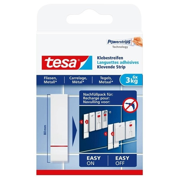 Tesa Powerstrips påfyllnadsremsor för plattor och metall | Tesa | 3kg | 6st 77761 77761-00000-20 202359 - 1