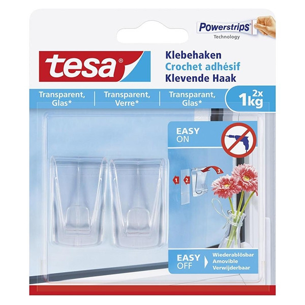 Tesa Självhäftande krok transparent 1kg | 2st 77735-00000-01 202327 - 1