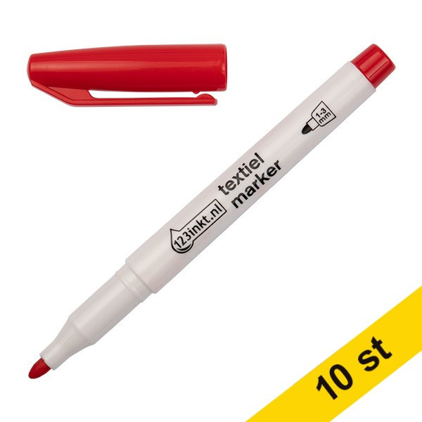 Textilpenna 1.0mm - 3.0mm | 123ink | röd | 10st  300873 - 1