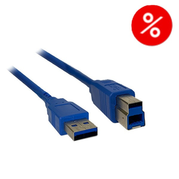 USB-B skrivarkabel (USB 3.0) | 5m | blå $  500579 - 1