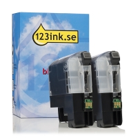 Varumärket 123ink ersätter Brother LC227XLBK svart bläckpatron hög kapacitet 2-pack LC-227XLBKC 127230